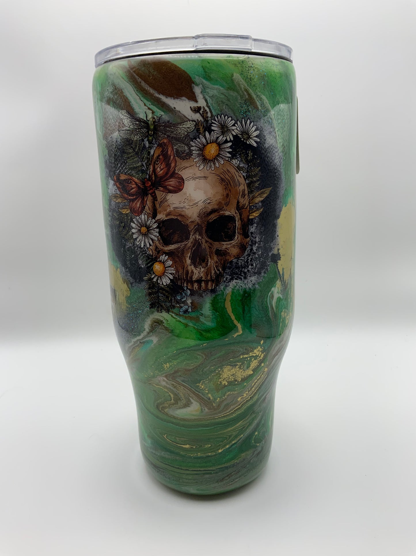 RTS {Skull With Butterfly and Handle} 24 oz