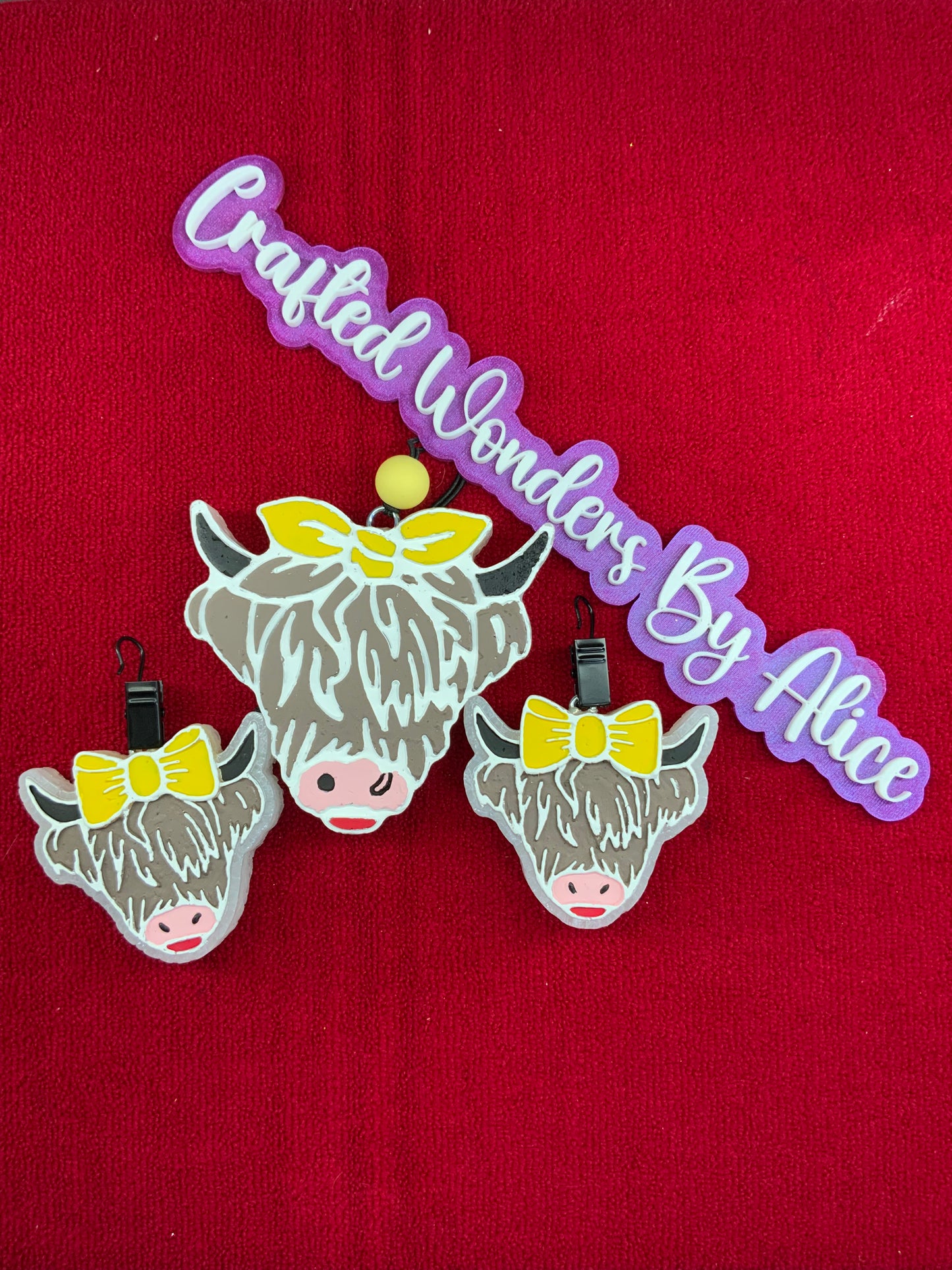 MTO {Highland Cow With Bow and With Vent Clips} Freshie