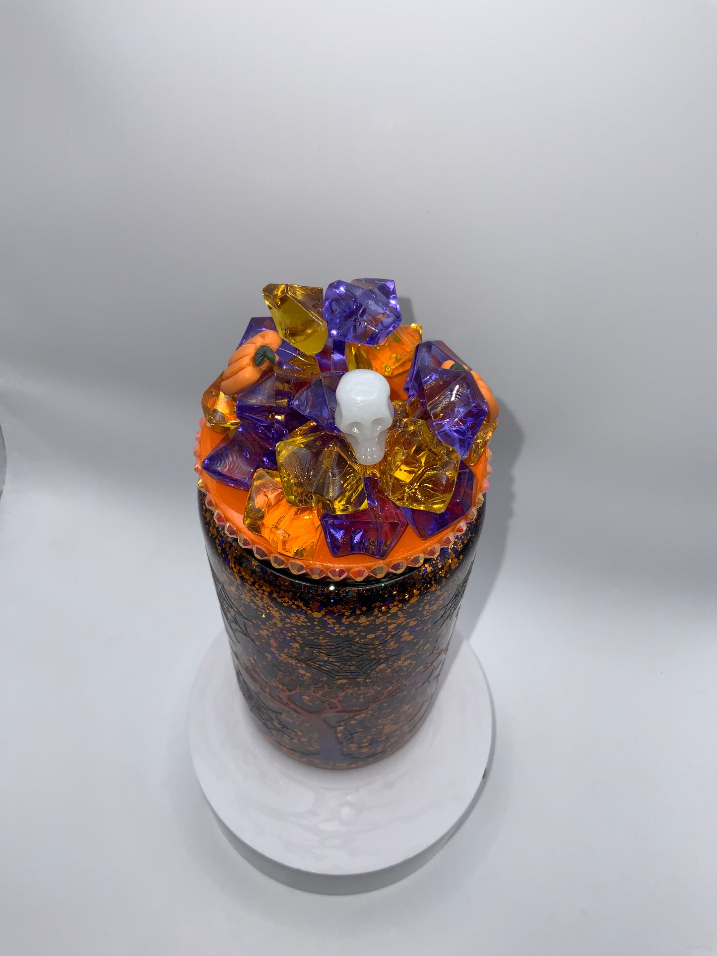 RTS {Hocus Pocus} 16 oz Glass Snow Globe Cup Rhinestone/ Glittered Lid