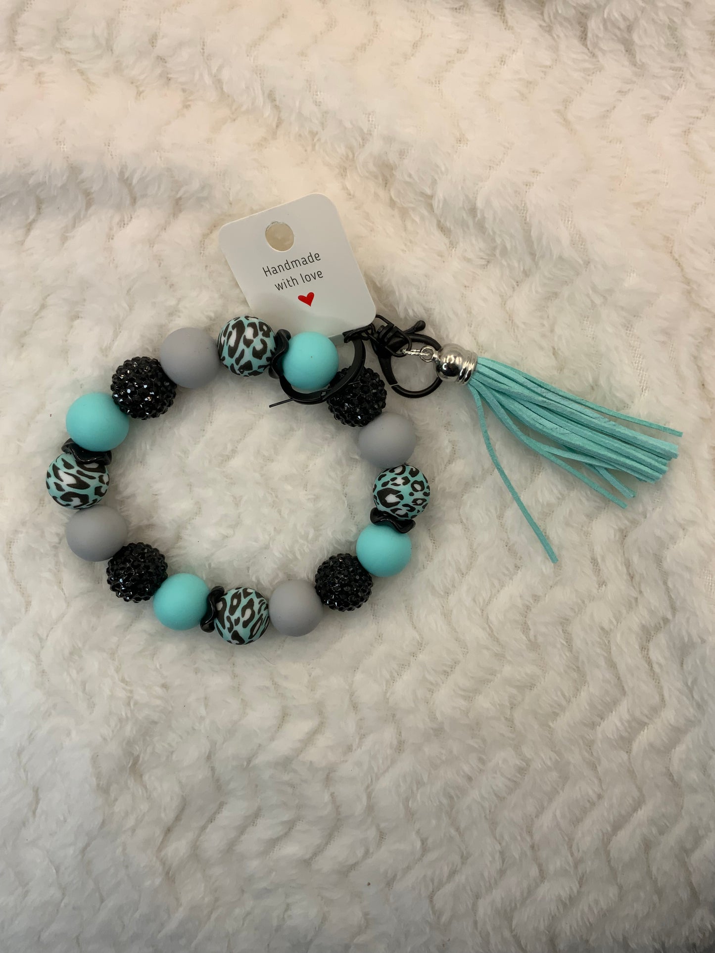 RTS {Turquoise Leopard Wristlet}
