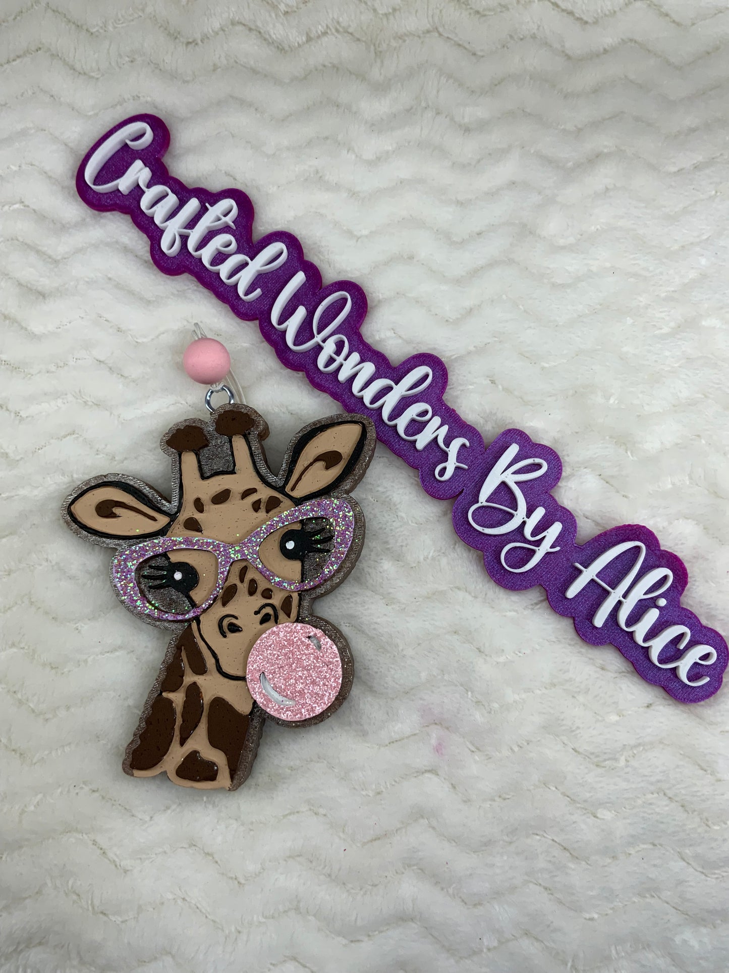 MTO {Giraffe With Glasses Blowing Bubble} Freshie