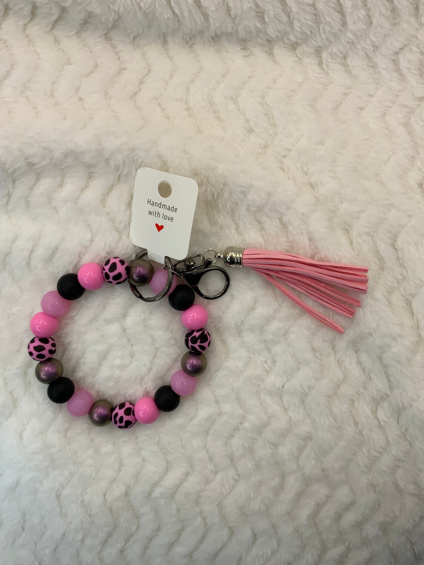 RTS {Pink Cow Print Wristlet}
