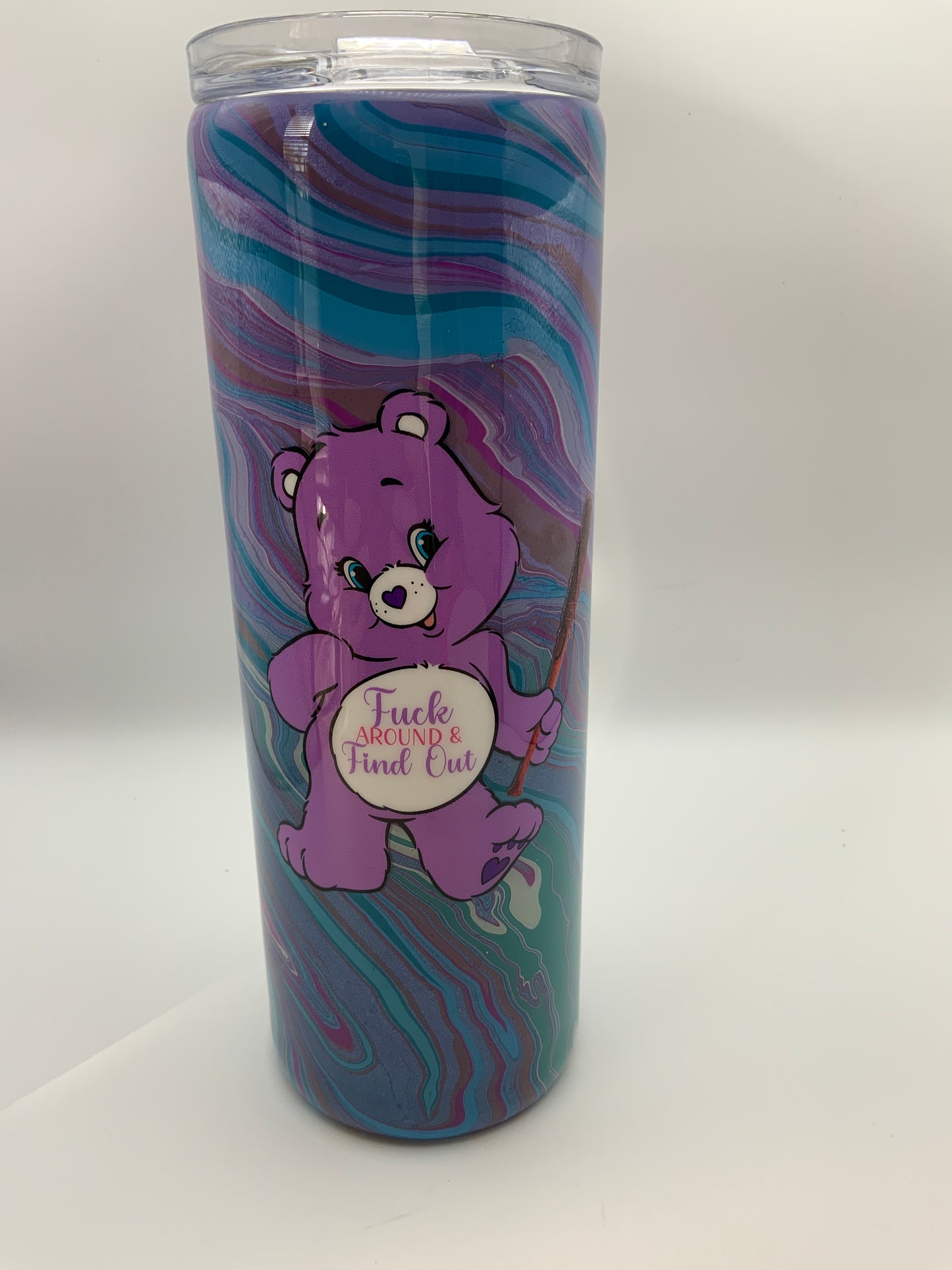 RTS Blue/Pink/Purple/Green hydro dip {Fuck Around And Find Out} 20 oz Skinny