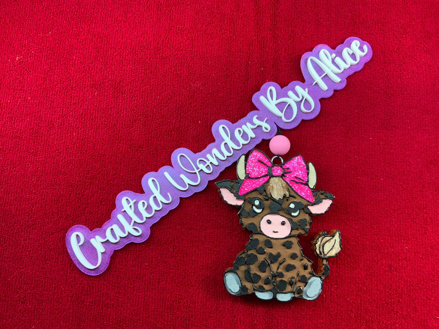 MTO {Baby Highland With Bow And Cow Spots} Freshie