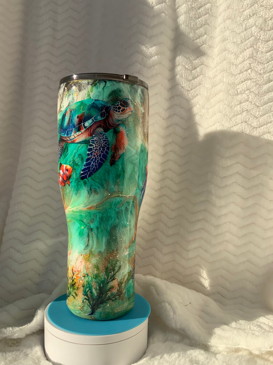 RTS {Under The Sea} 40 oz Skinny Mica