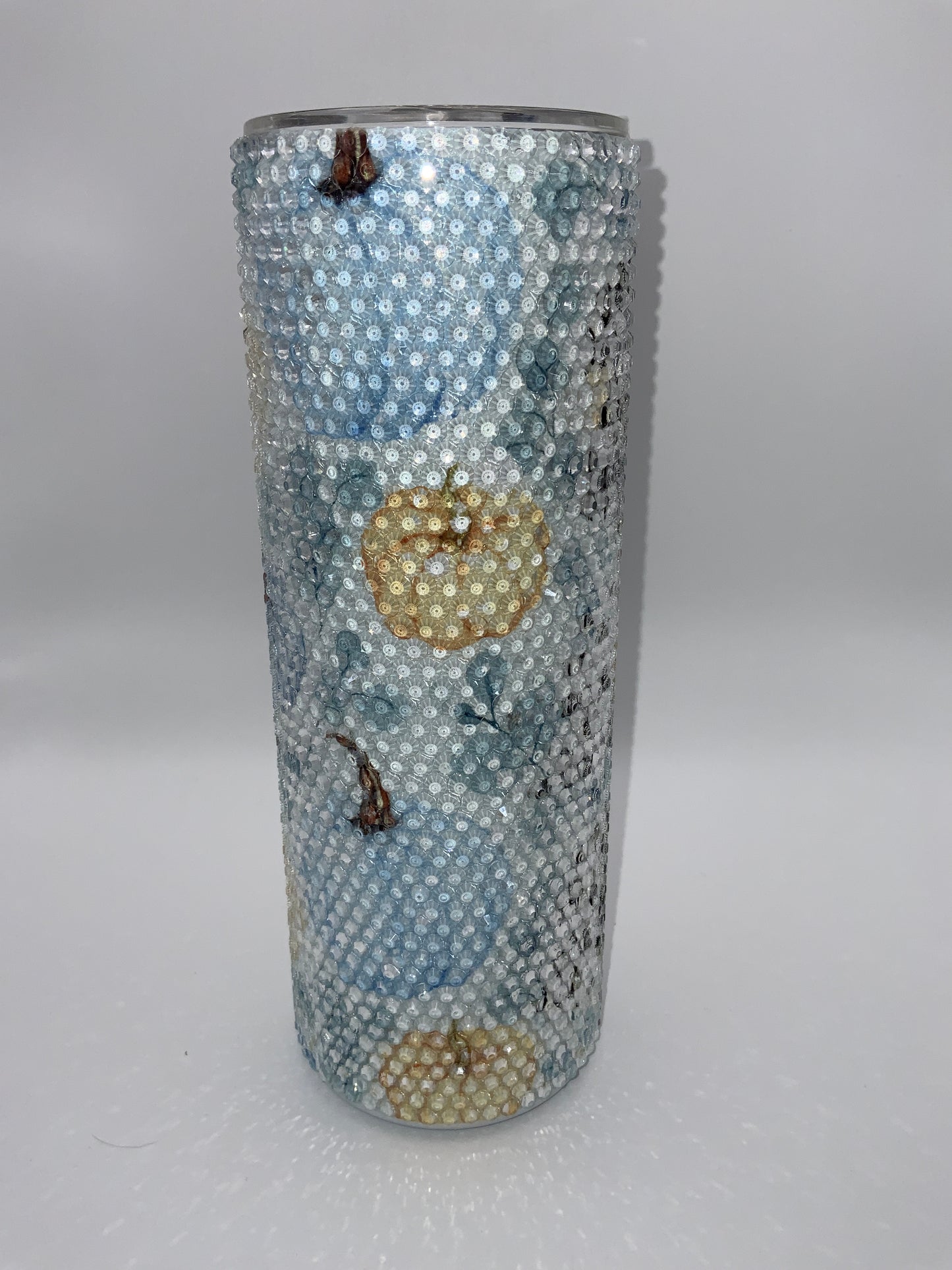 RTS {Blue Pumpkin Vibes} Rhinestone 20 oz Skinny