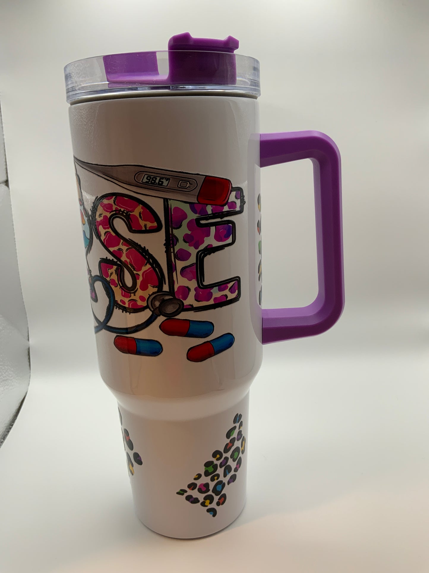 RTS {Nurse Purple Handle} 40 oz