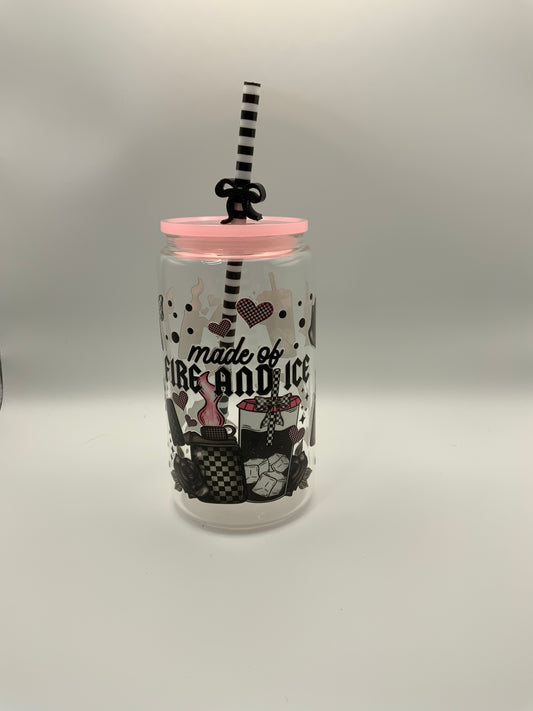 RTS Glass Can {Made Of Fire And Ice} 16 oz