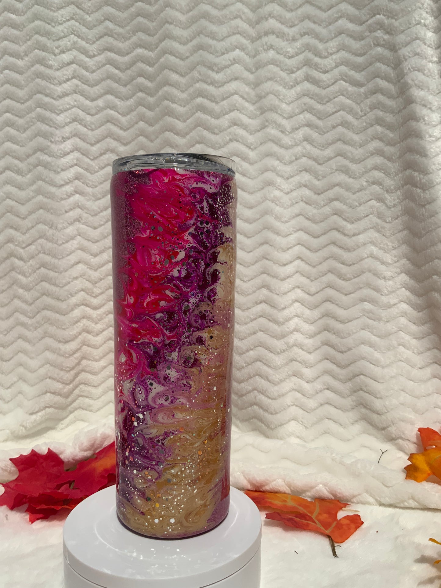 RTS {Pink Burnished Base With Pink,Purple,Tan} 20 oz Skinny