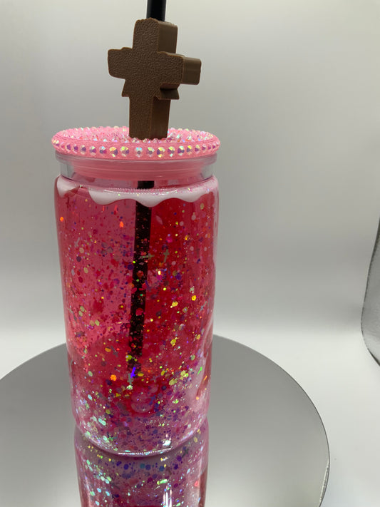 RTS {John 3:16 Acrylic Snow Globe Cup} 16 oz