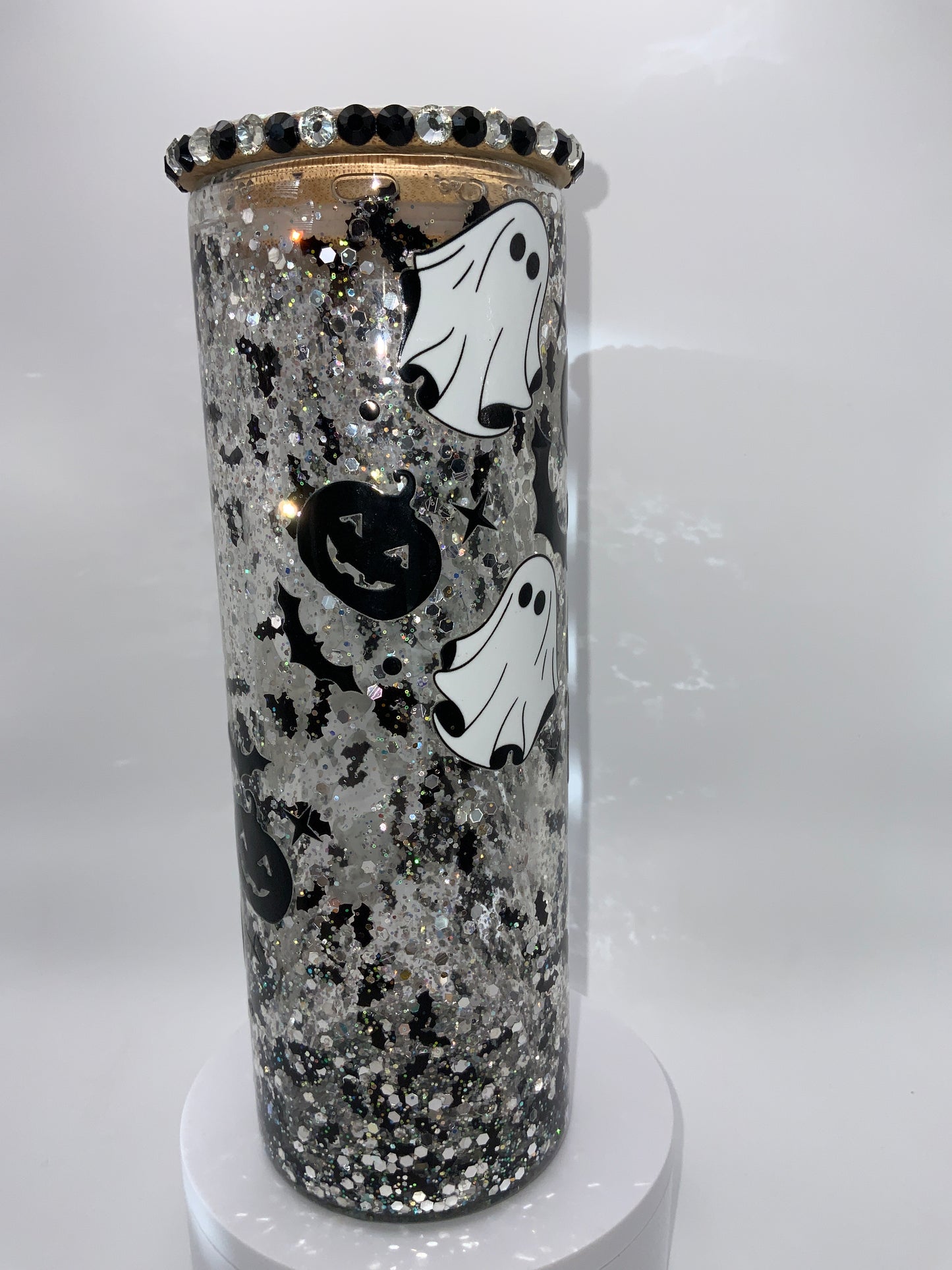 RTS {Thick Thighs Spooky Vibes} 20 oz Glass Snow Globe Rhinestone/ Glittered Lid