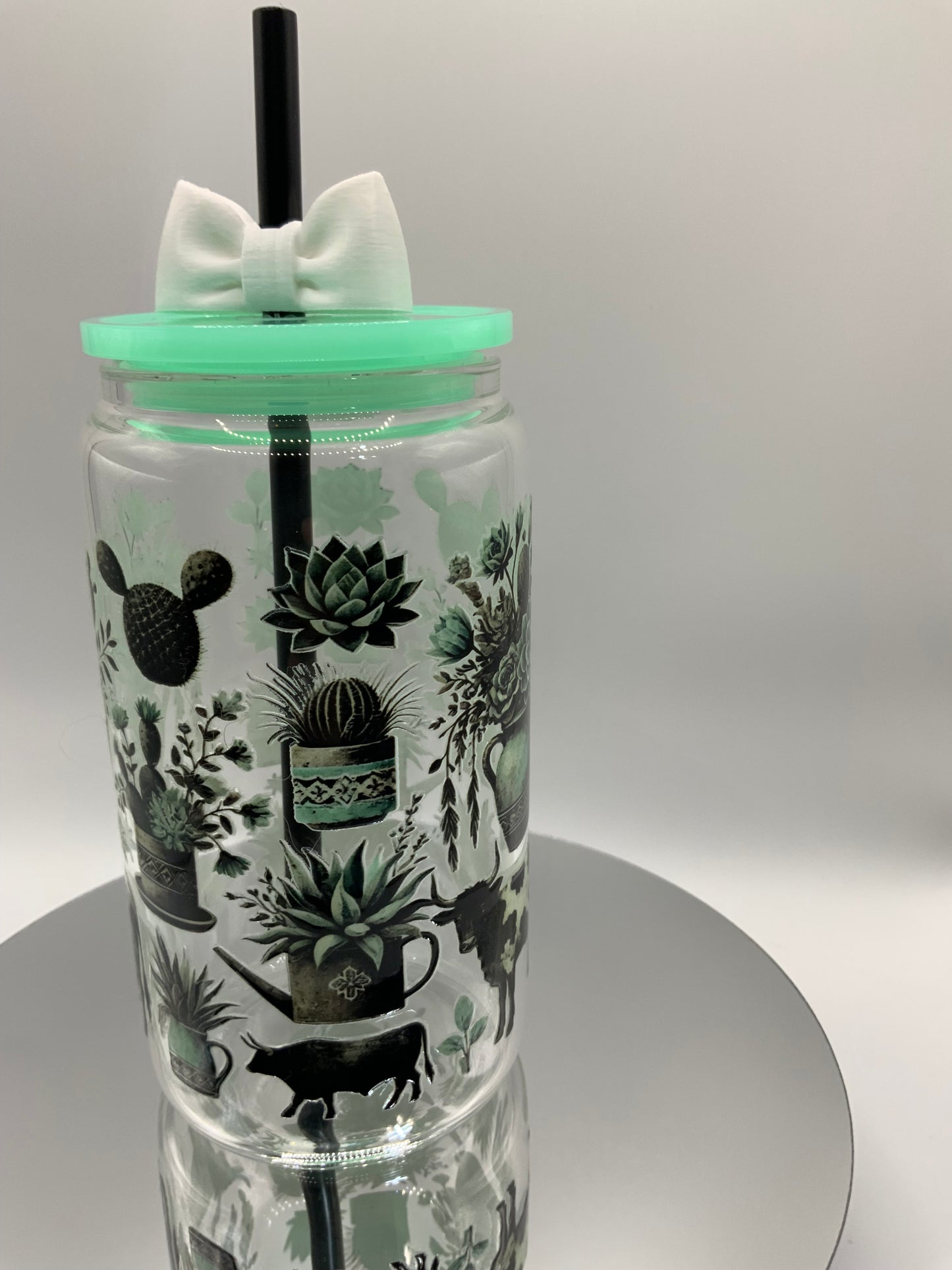 RTS {Cows And Cactus} 16 oz Glass Cup