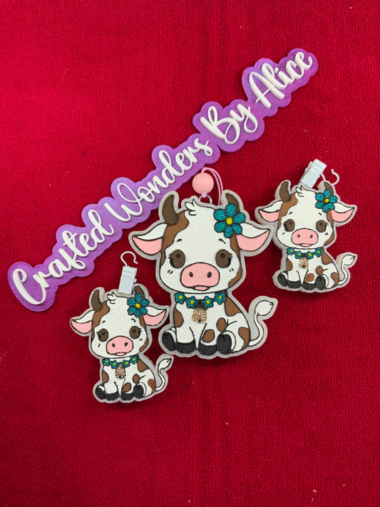 MTO {Cow With Flowers With Vent Clips} Freshie
