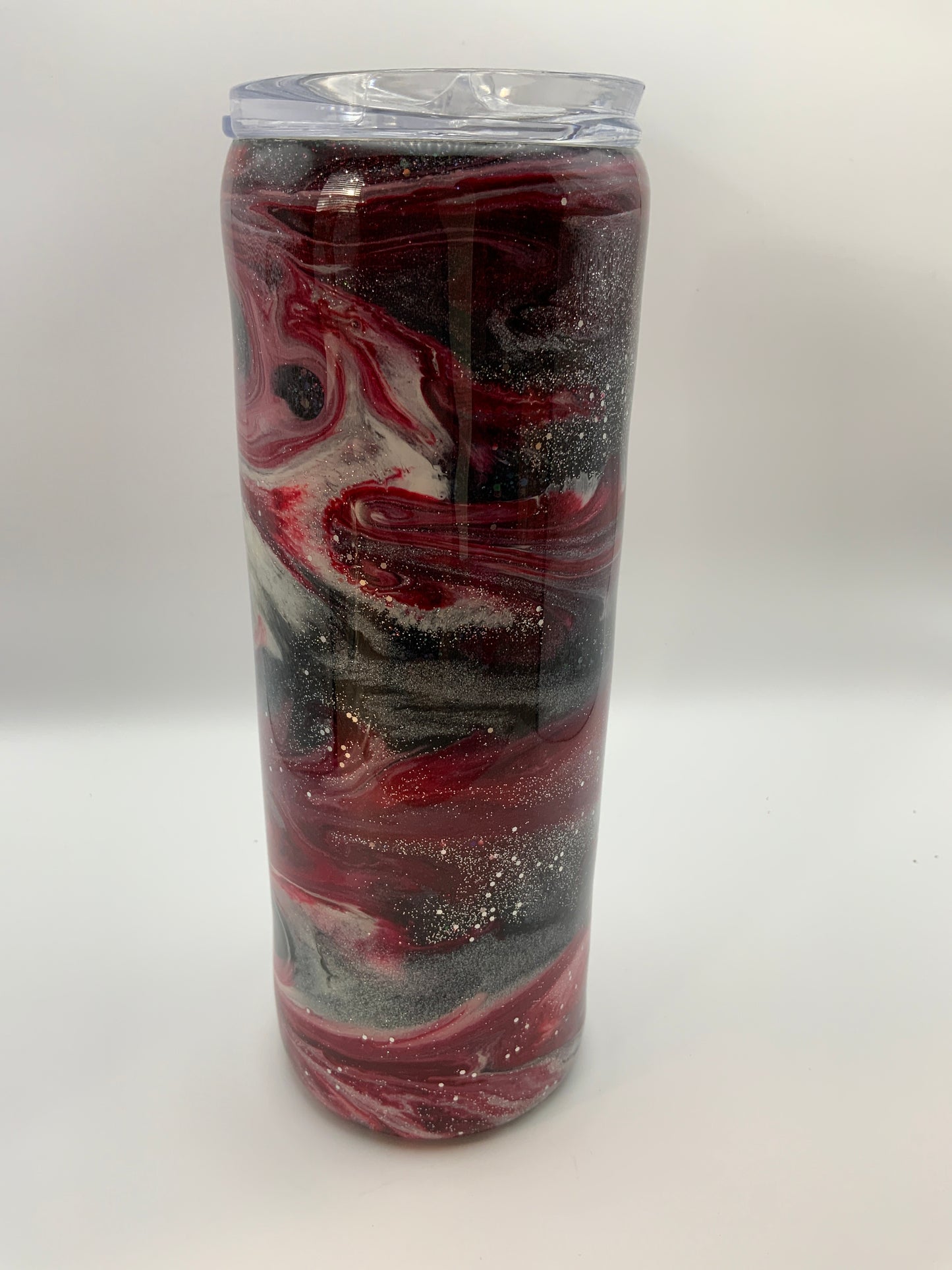 RTS Black Glittered Base {Red,White Swirl} 20 oz