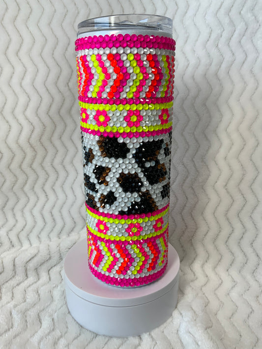 RTS {Neon Cow Print} 20 oz Skinny