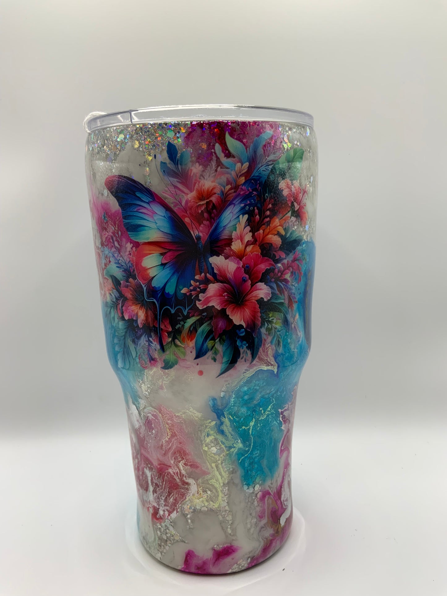RTS Mica {Pink/Blue Butterflies} 30 oz Modern Curve