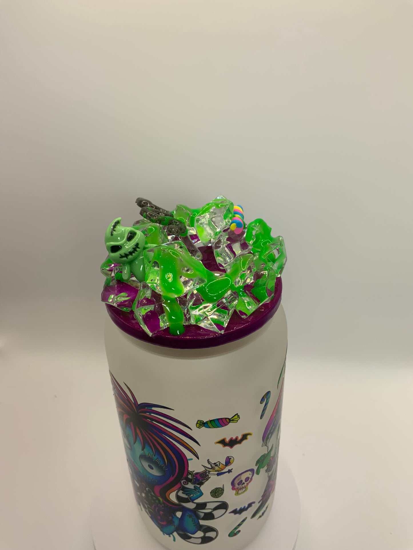 RTS {Jack & Sally Beetle Juice} 16 oz Frosted Glass Cup