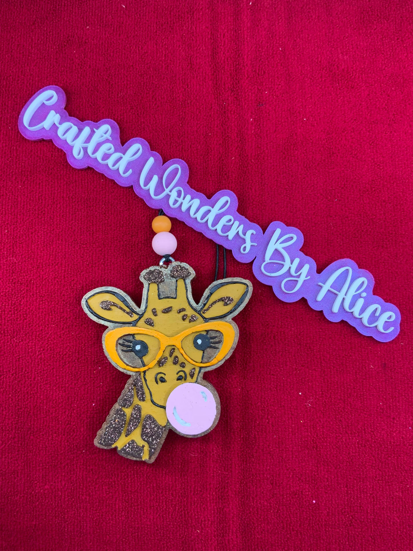 MTO {Giraffe With Glasses Blowing Bubble} Freshie