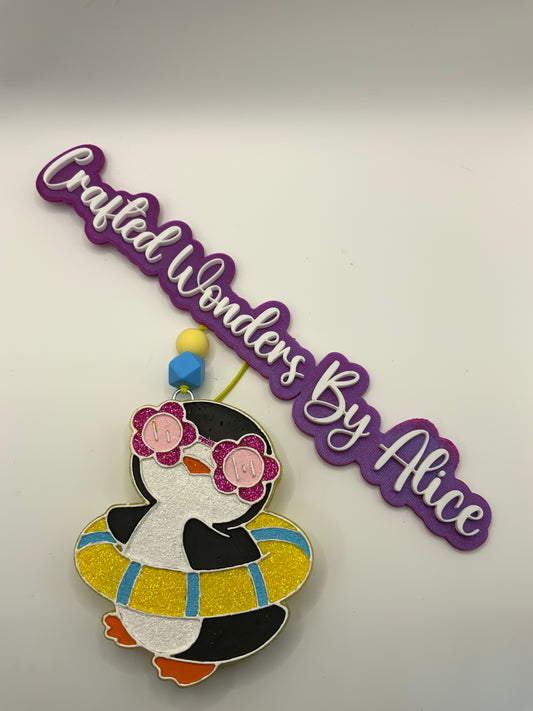 MTO {Penguin On A Floaty With Flower Glasses} Freshie