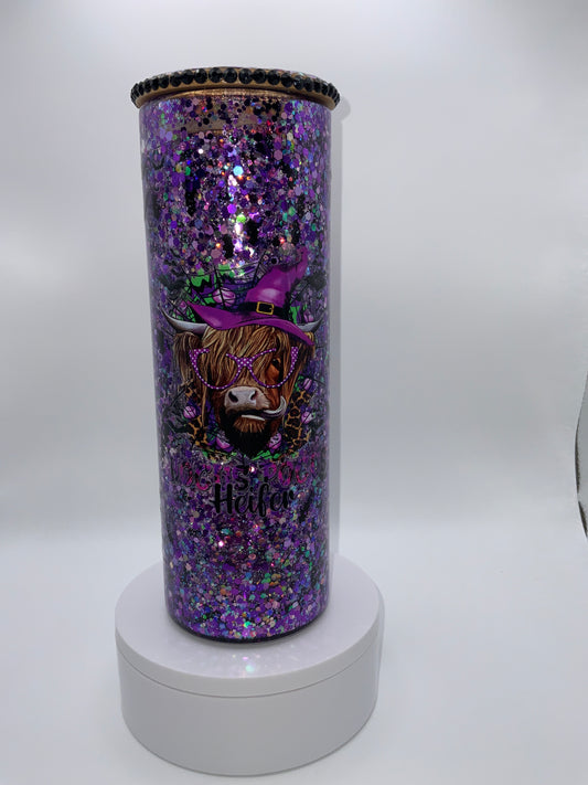 RTS {Hocus Pocus Heifer} 20oz Glass Snow Globe Rhinestone/Glittered Lid