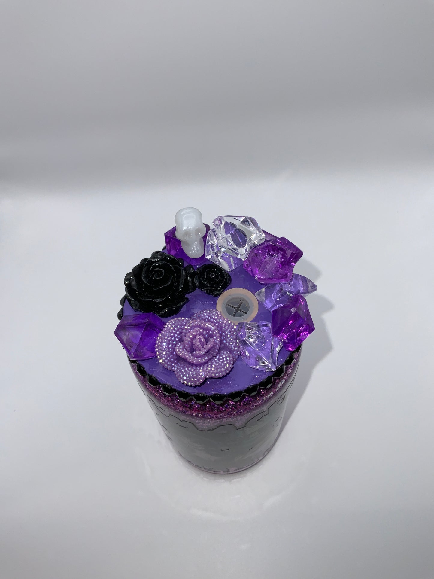 RTS {I’m A Creep I’m A Weirdo} 16 oz Glass Glittered Globe Cup Rhinestone/ Ice Topper