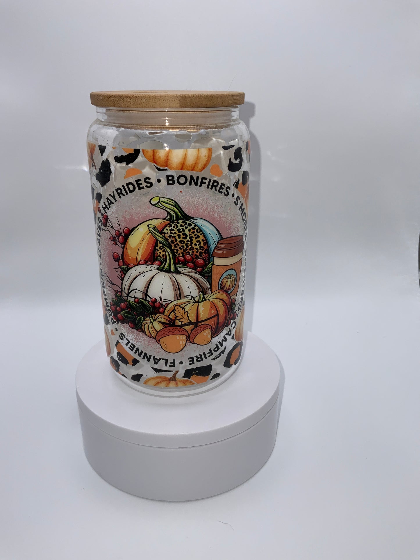 RTS {Fall, Leaves, Hayrides, Campfire} 16 oz Glass Cup