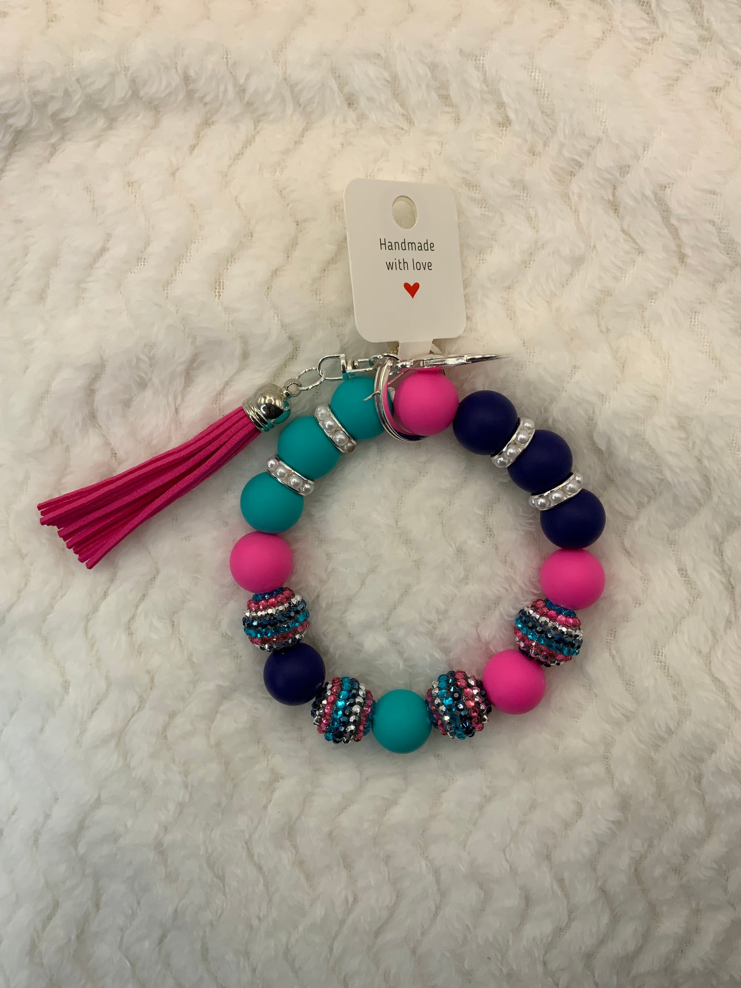 RTS {Turquoise/Pink Bling Wristlet}