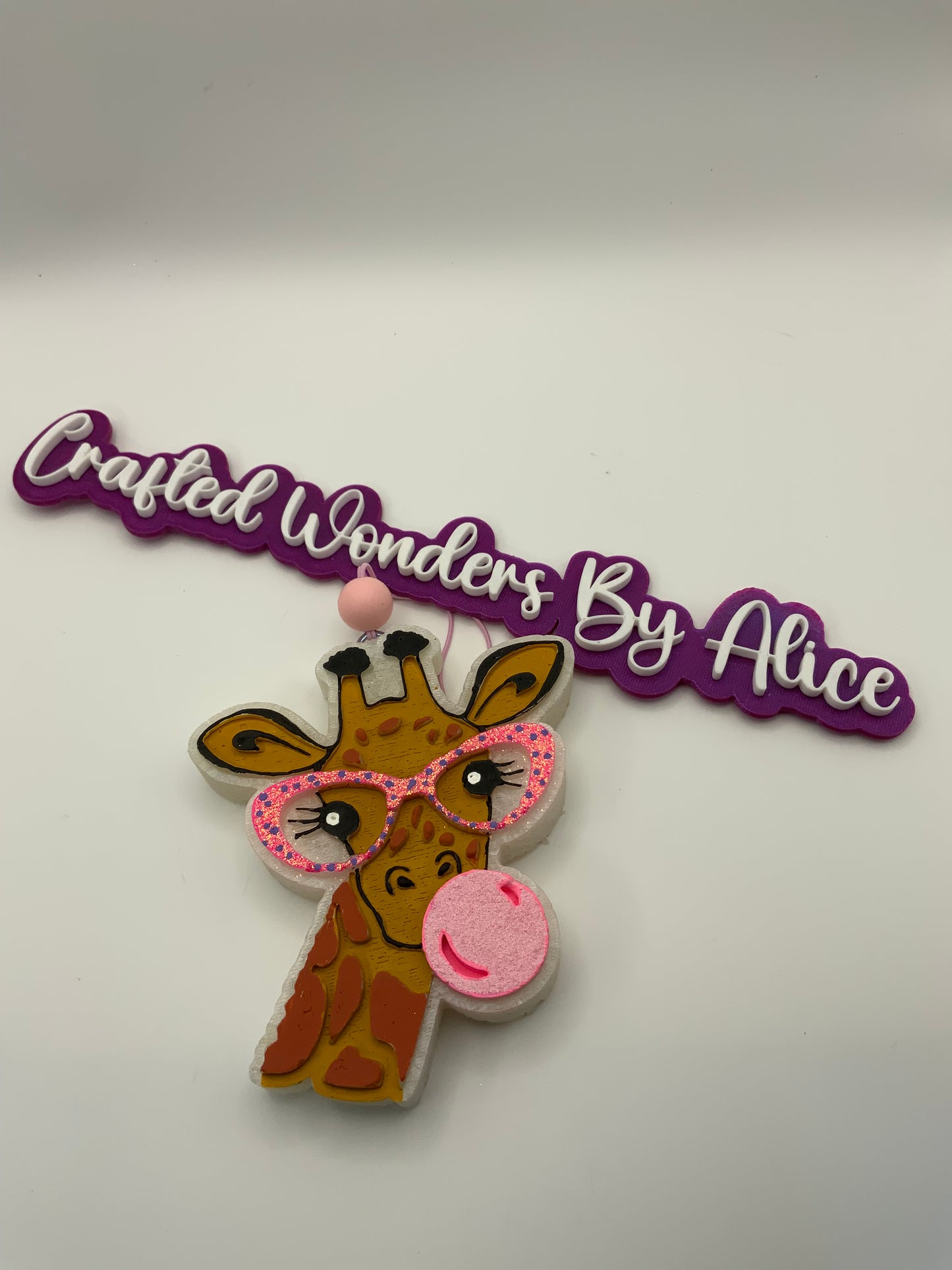 MTO {Giraffe With Glasses Blowing Bubble} Freshie