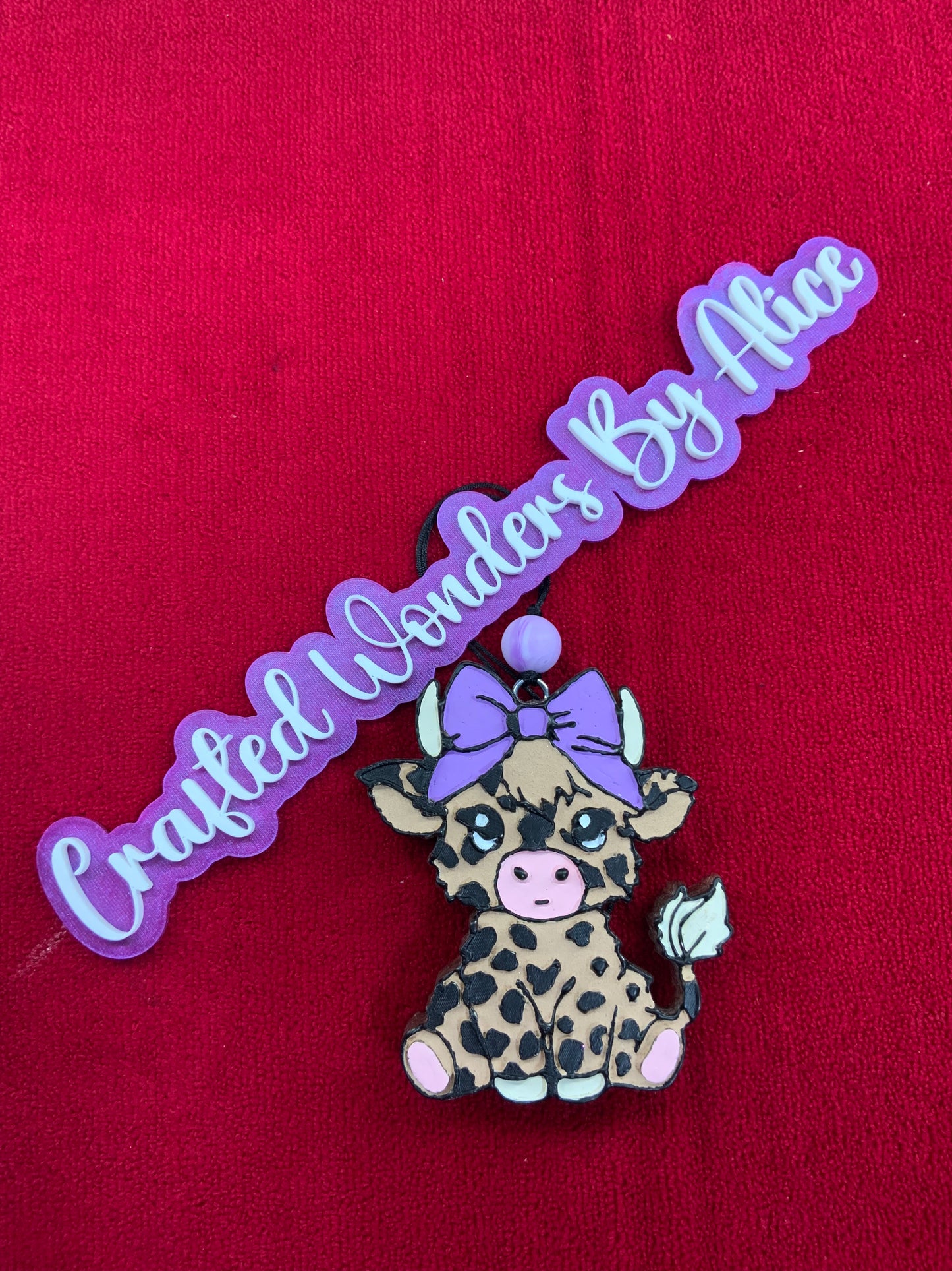 MTO {Baby Highland With Bow And Cow Spots} Freshie