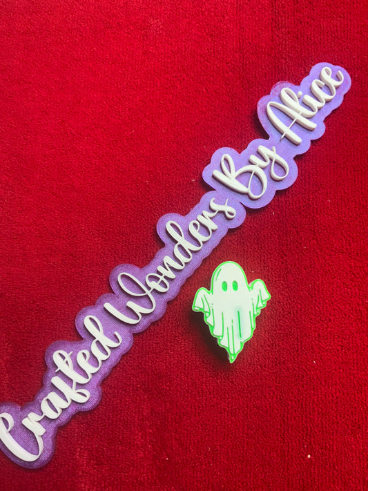 RTS {Halloween Ghost Green} Straw Topper