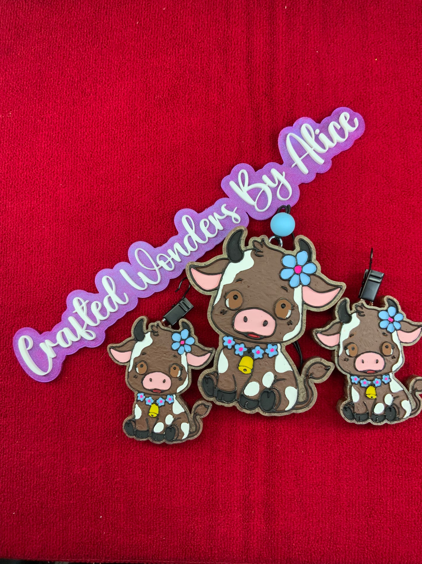 MTO {Cow With Flowers With Vent Clips} Freshie