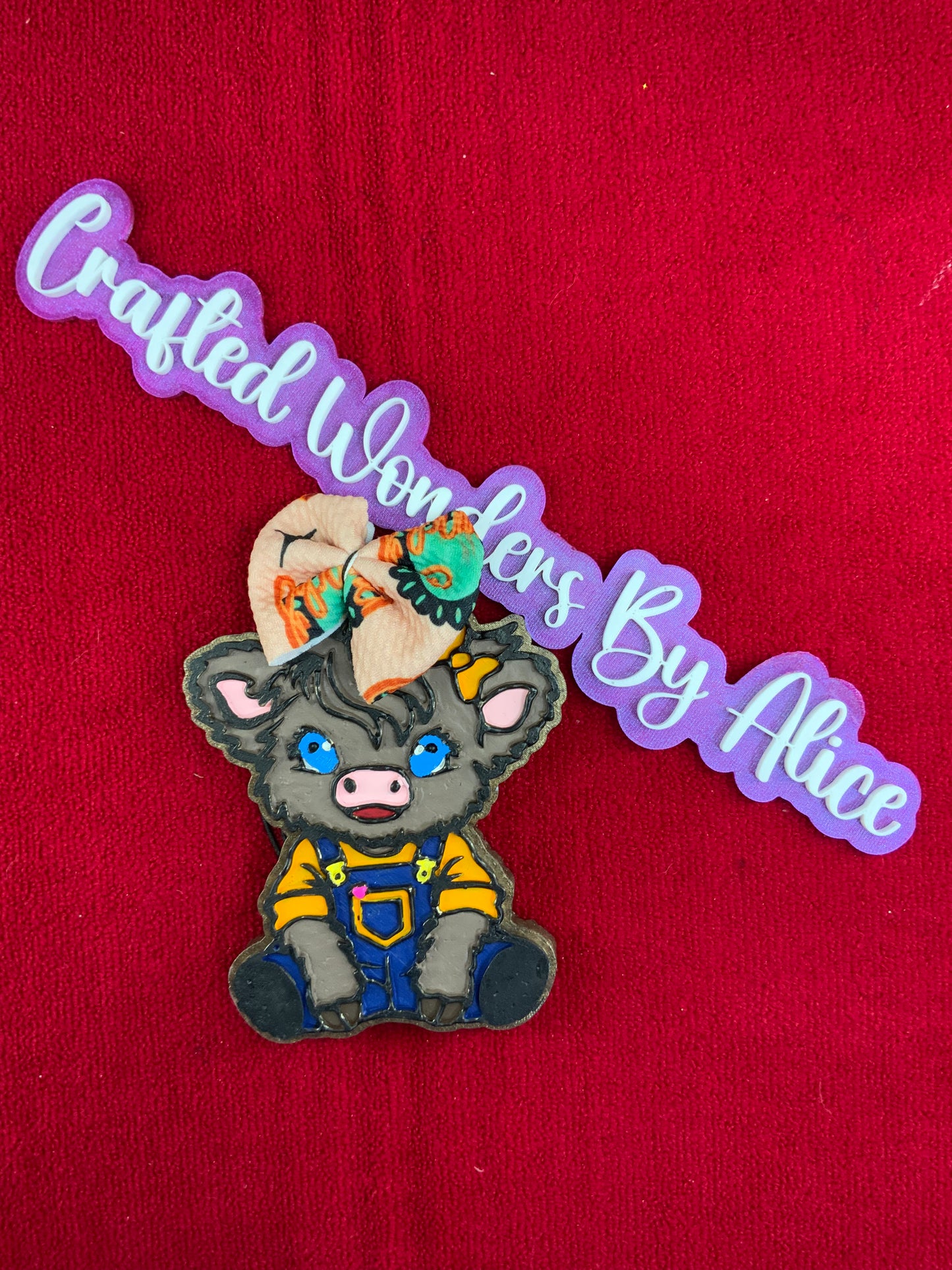 MTO {Highland Cow in Overalls} Freshie