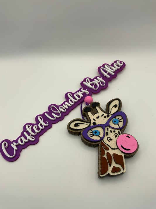 MTO {Giraffe With Glasses Blowing Bubble} Freshie