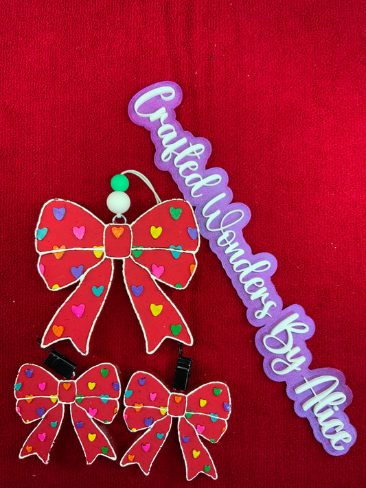 MTO {Bow With Hearts Vent Clip Set} Freshie