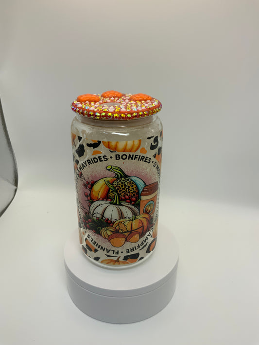RTS {Fall, Leaves, Hayrides, Campfire} 16 oz Glass Cup