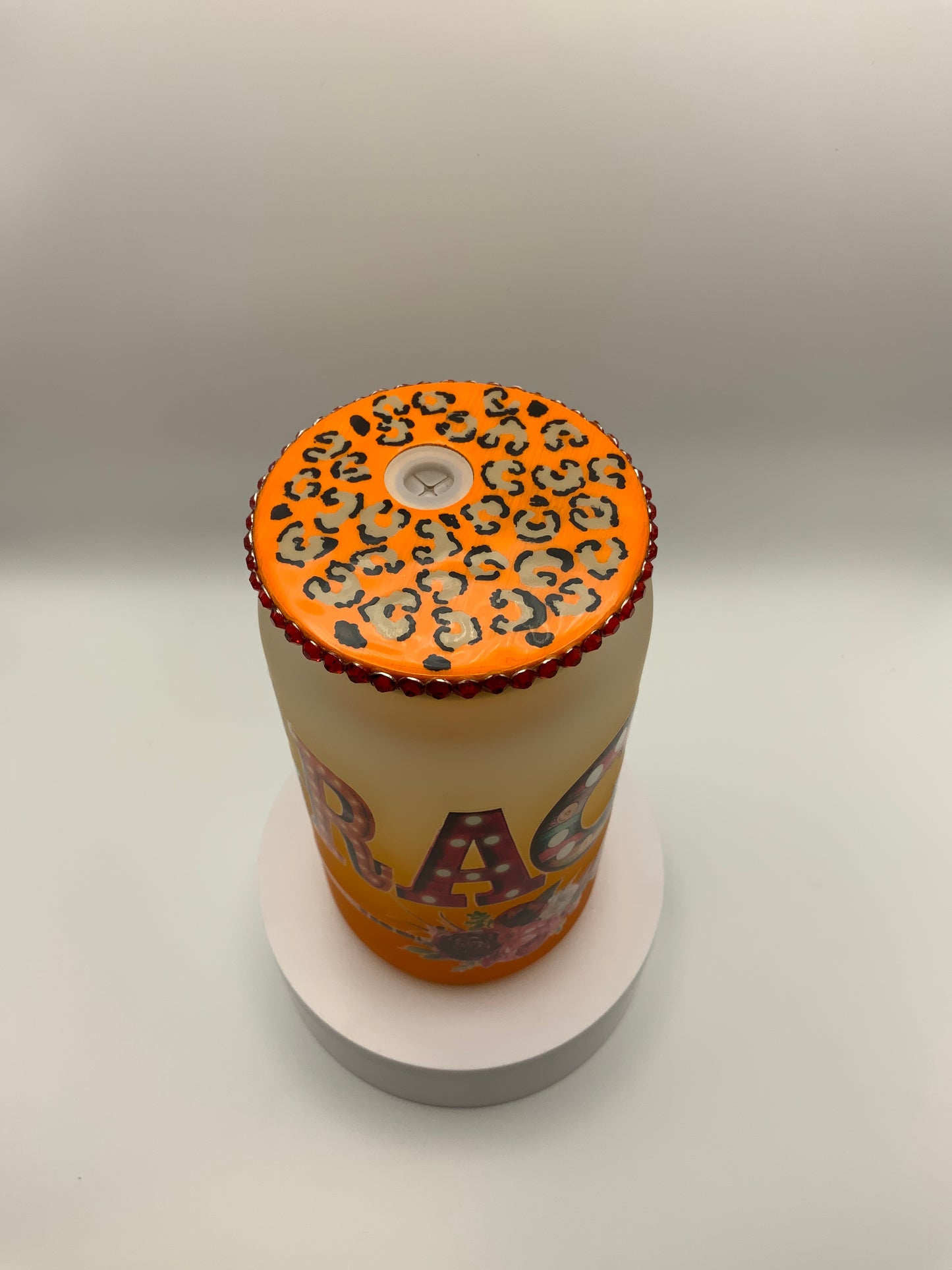 RTS {Grace} 16 oz Ombre Orange Frosted Glass Cup