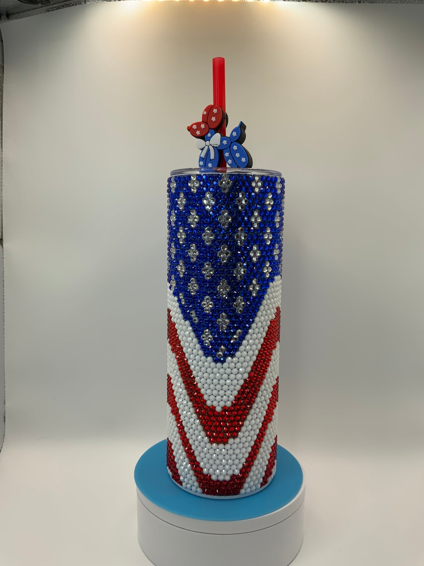 RTS {Rhinestone Flag} 20 oz Skinny