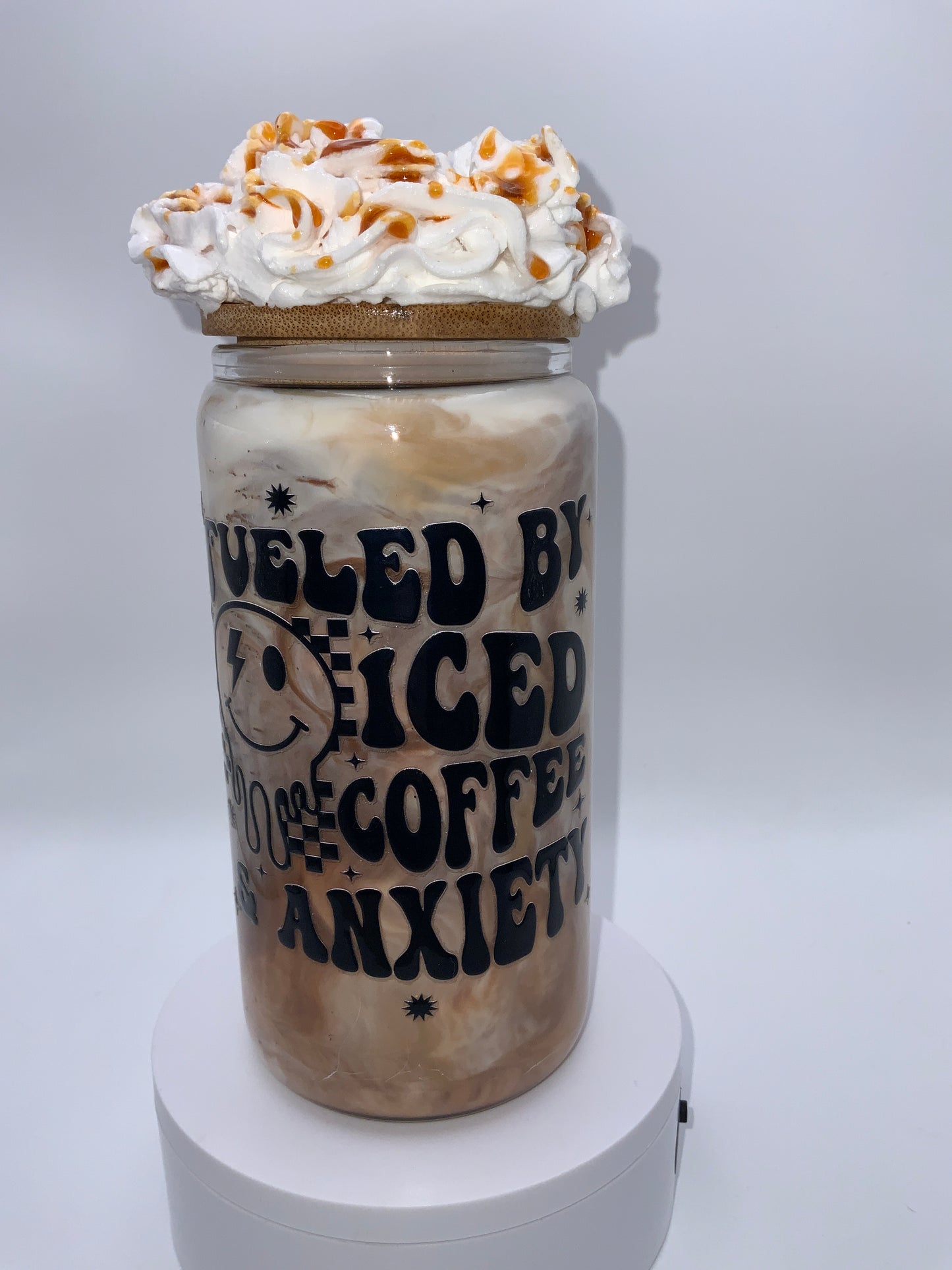 RTS {Fueled By Iced Coffee & Anxiety } 16 oz Snow Globe
