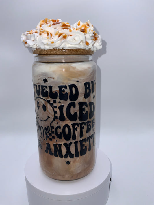 RTS {Fueled By Iced Coffee & Anxiety } 16 oz Snow Globe