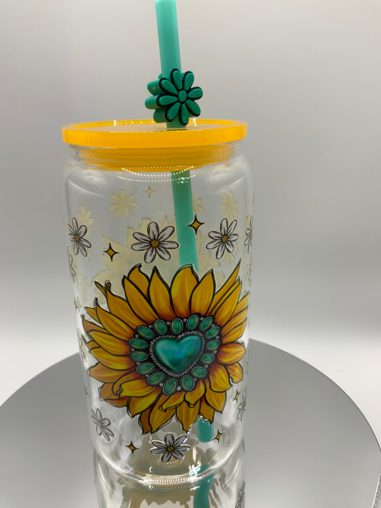 RTS {SunFlower} 16 oz Glass Cup