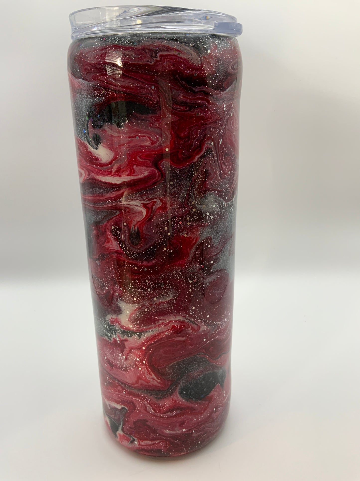 RTS Black Glittered Base {Red,White Swirl} 20 oz