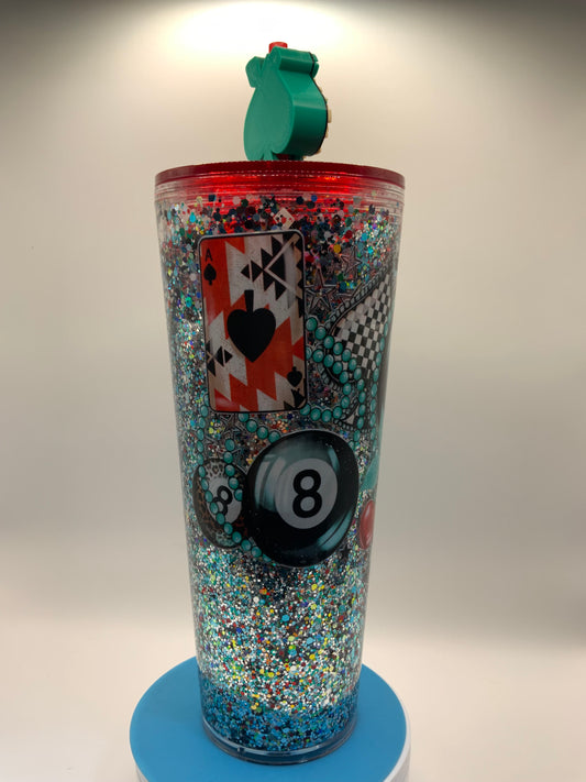 RTS {Eightball and Checkered Spade} 24 oz Snow Globe Cup