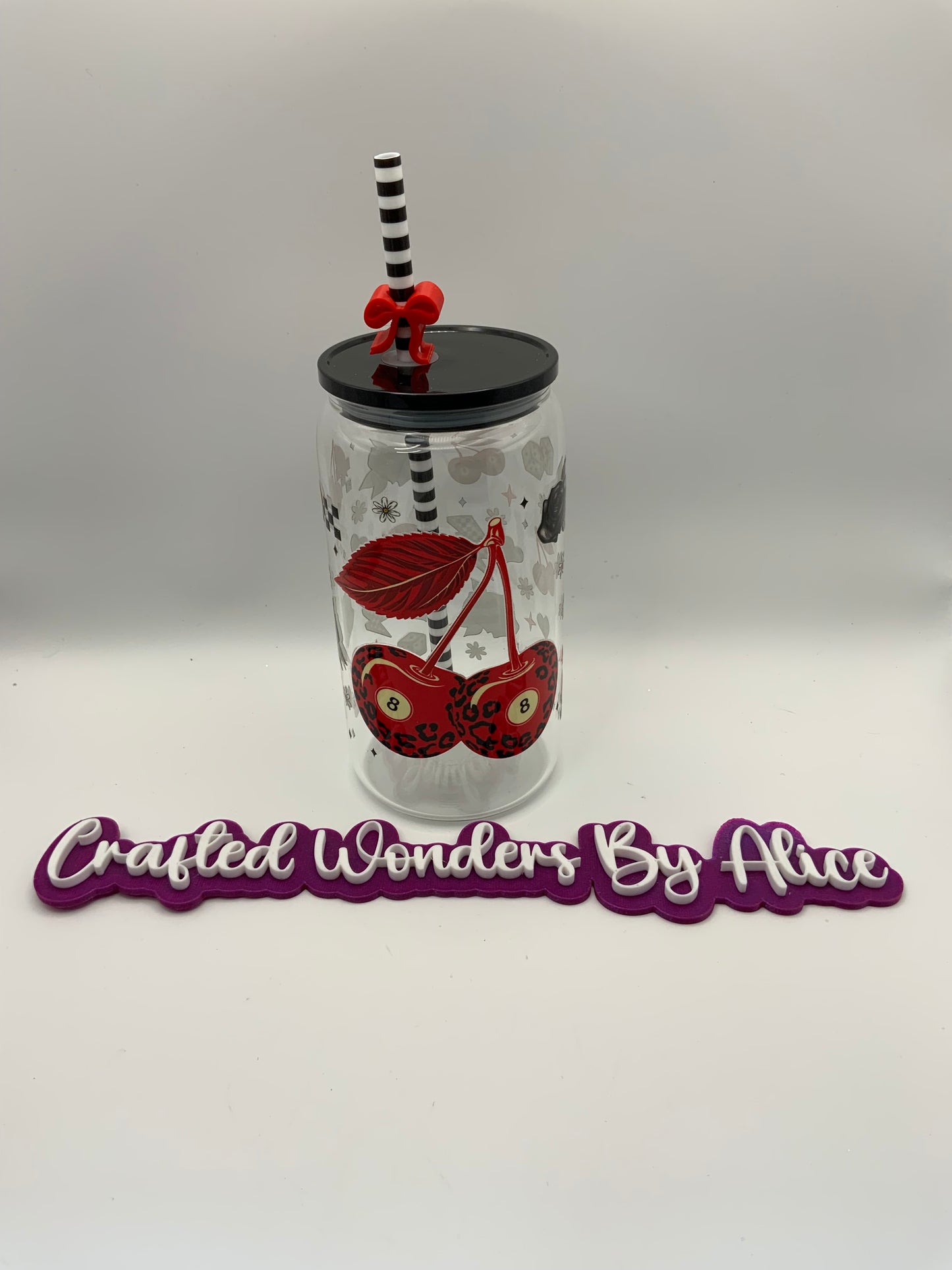 RTS Glass Can {Cherry 8 Ball} 16 oz