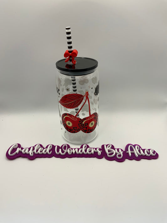 RTS Glass Can {Cherry 8 Ball} 16 oz