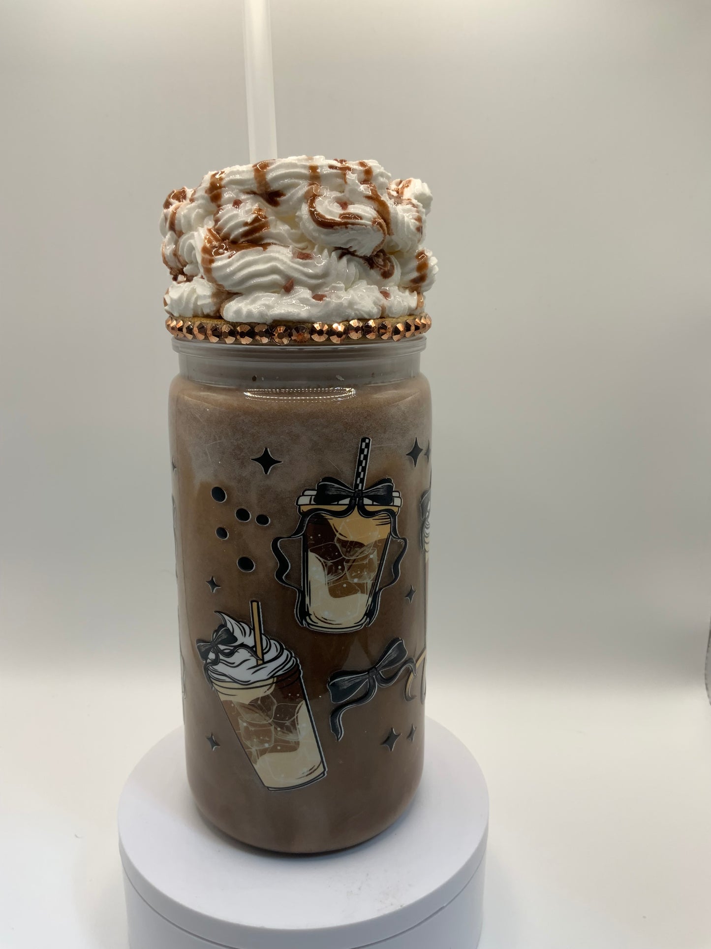 RTS {Coffee Acrylic Swirl Paint Cup} 16 oz
