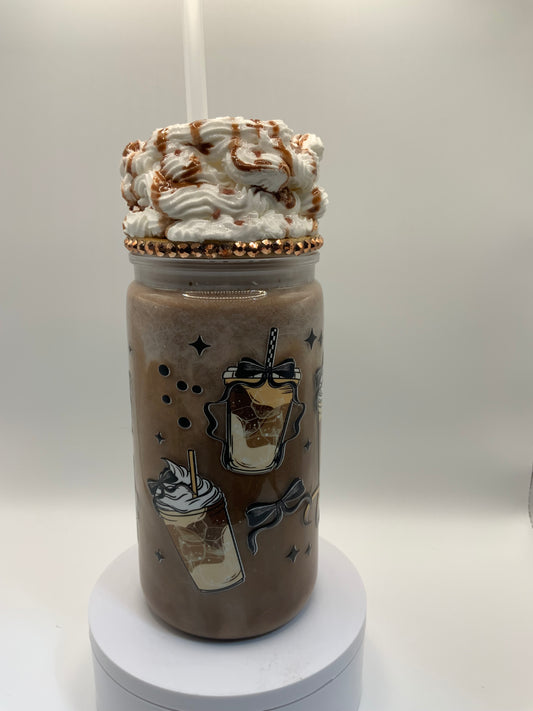 RTS {Coffee Acrylic Swirl Paint Cup} 16 oz
