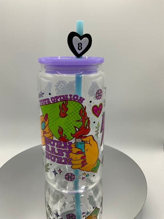 RTS {Burn Baby Burn} 16 oz Glass Cup