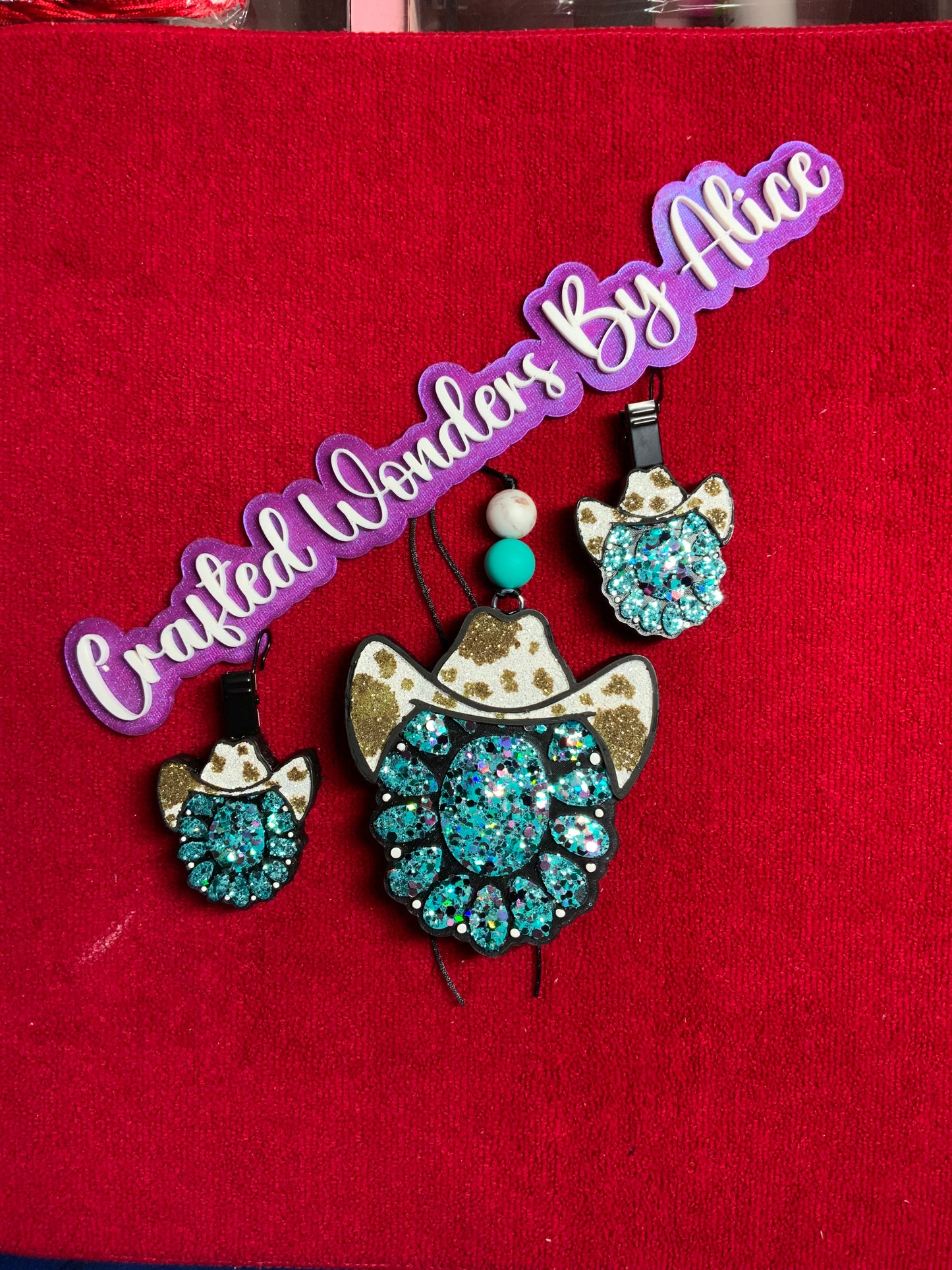 MTO {Concho With Hat Vent Clip Set} Freshie