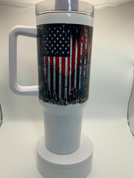 RTS White Handle {We The People Flag} 40 oz