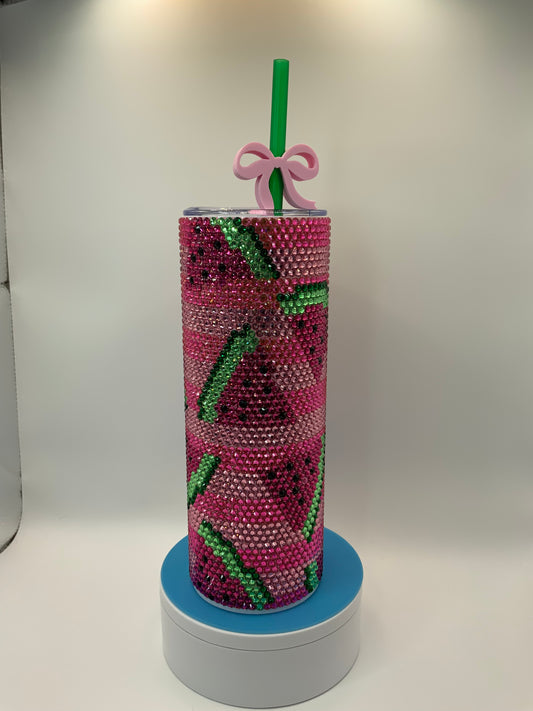 RTS {Rhinestone Watermelon} 20 oz Skinny